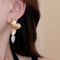 Irregular Tiger Eye Pearl Drop Earrings Women