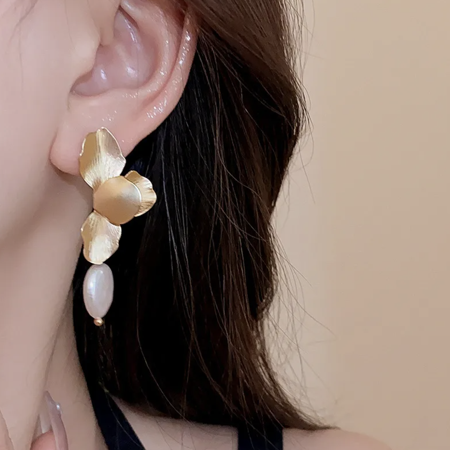Irregular Tiger Eye Pearl Drop Earrings Women