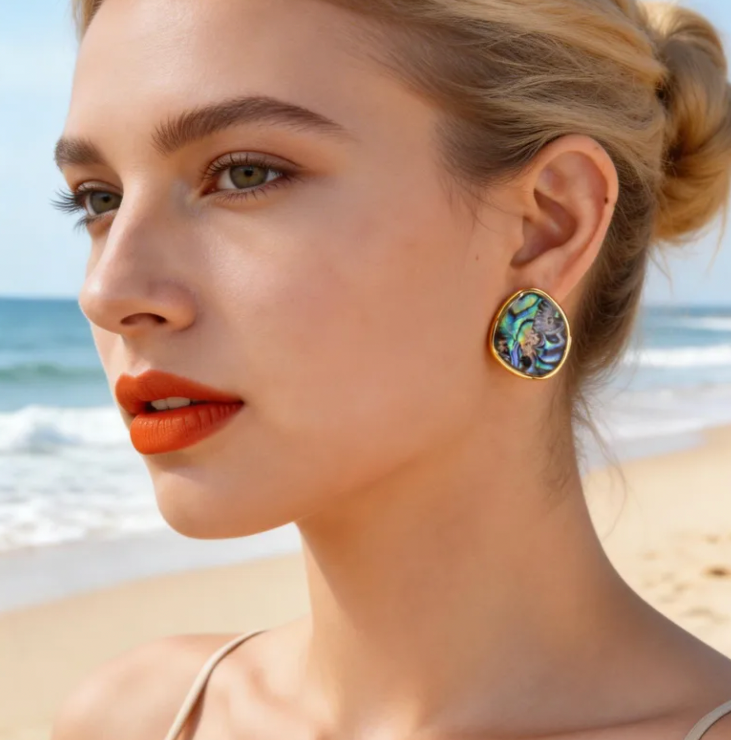 Irregular Abalone Shell Stud Earrings For Women